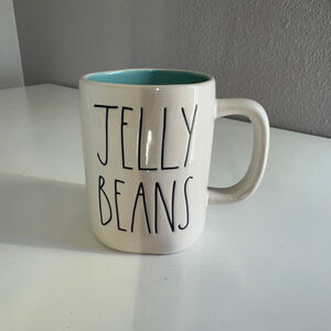 Rae Dunn Artisan Collection by Magenta“JELLY BEANS” White-Blue& Black Letter Mug